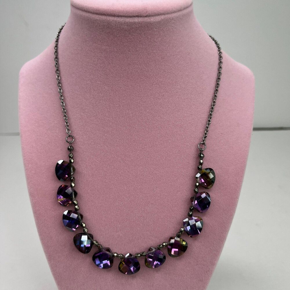 Necklace Teardrop Purple Rhinestones Women’s Jewelry  #587